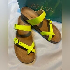 Anna Neon green strappy sandals Shoes size 8 Brand New